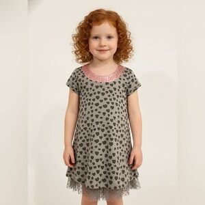 Lipstik Girls Sparkly Hearts 💕 Gray and Pink Kids Dress NWT sz 5